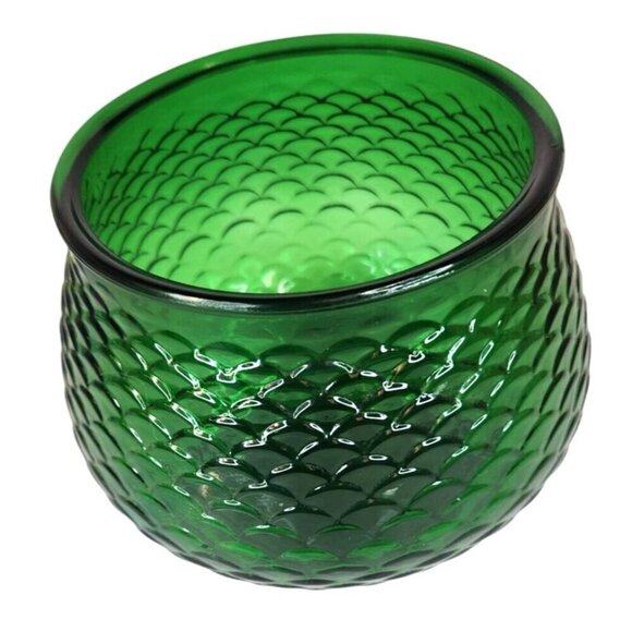Vintage Green Glass Vase Fish Scale Pattern E.O. Brody Co. Cleveland Mid Century - Picture 3 of 9